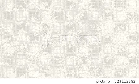Organic fleck eggshell texture with floral imprint. Minimalistic background with egg shell ornament. Vintage ecru backdrop with dots, speckles, flecks or particles. Natural grunge surface,grain paper 123112582