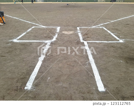 阪神鳴尾浜球場の審判目線のバッターボックス 阪神鳴尾浜球場の審判目線のバッターボックス 123112765