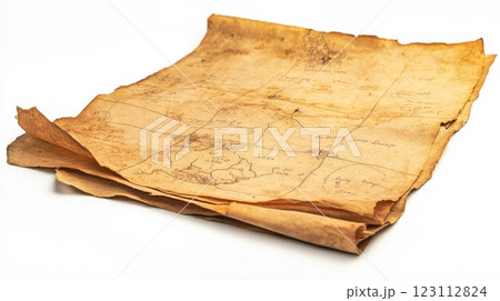 An aged map displaying intricate details and faded lines. A glimpse into history, showcasing old cartography. Perfect for educational or artistic projects. Generative AI. 123112824