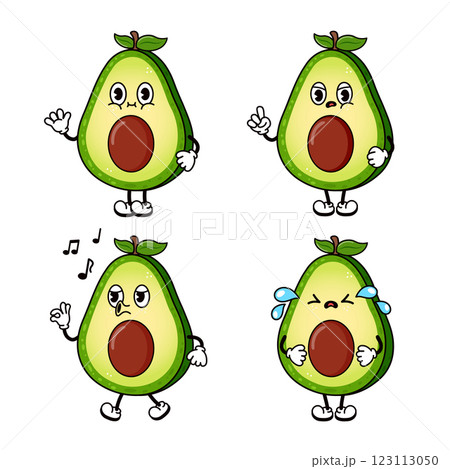 Cute Avocado Cartoon Characters Set 123113050