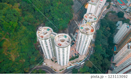 Modern Residential Towers with Circular Architecture Hong Kong Jan 11 2025 123113092