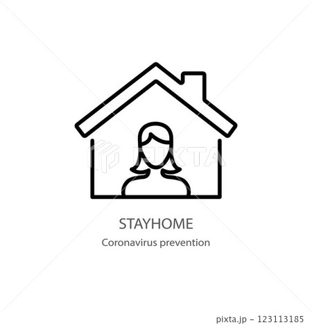 Stayhome icon. Thin linear stayhome outline icon isolated on white background from Coronavirus Prevention collection. Modern line vector sign, symbol, stroke for web and mobile Stayhome icon. Thin linear stayhome outline icon isolated on white background from Coronavirus Prevention collection. Modern line vector sign, symbol, stroke for web and mobile 123113185
