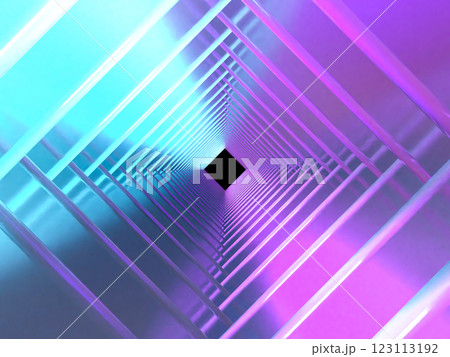 無数のクリスタルガラスで構成されたトンネルの3Dイラスト 123113192