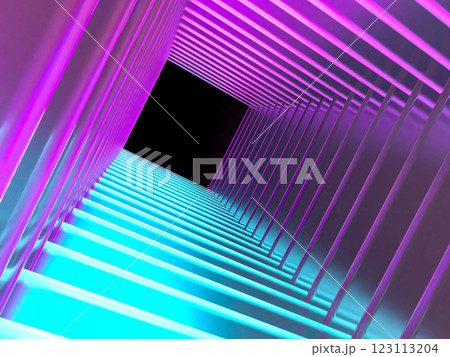 無数のクリスタルガラスで構成されたトンネルの3Dイラスト 123113204