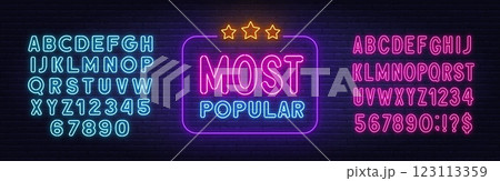 Most Popular Neon Sign on brick wall background 123113359