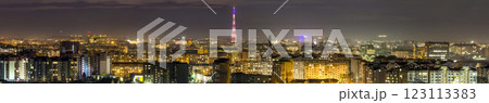 Panorama of night aerial view of Ivano-Frankivsk city, Ukraine. 123113383