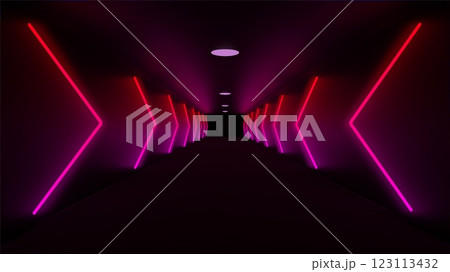 Red Pink Neon Futuristic Black Tunnel. Abstract light tech background. Red Pink Neon Futuristic Black Tunnel. Abstract light tech background. 123113432