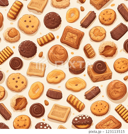 A Beautiful Display of Various Cookies and Biscuits on a Bright White Background 123113515