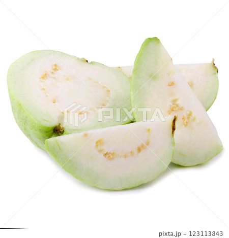 Guava fruit cut out isolated on a white background Guava fruit cut out isolated on a white background 123113843