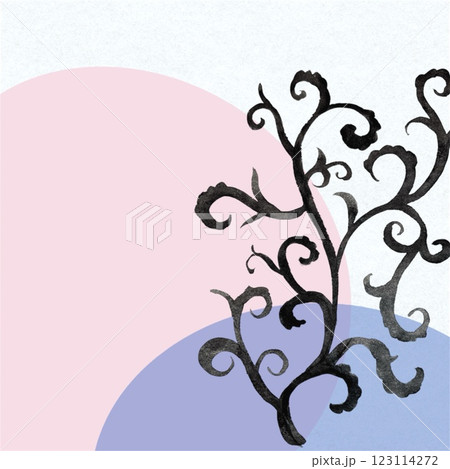 背景に墨で書いたアート、墨で描いたアートな背景、毛筆で描く抽象的な背景イラスト、和風モダンなイラスト 123114272