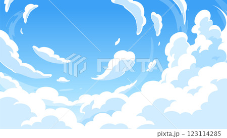 見上げた空の背景イラスト_16:9 123114285