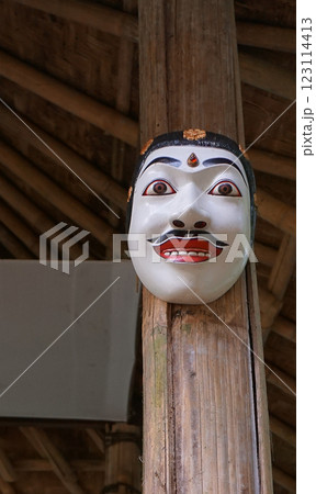 Typical souvenirs and handicrafts of Bali at the famous Ubud Market 123114413
