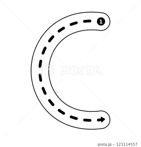 Tracing Alphabet letter C, Uppercase prewriting dotted line element for kindergarten, preschool kids worksheet for handwriting practice activity. 123114557