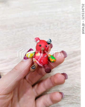 This is a Colorful Handmade Toy Figurine that is shaped like an adorable Bear for kids This is a Colorful Handmade Toy Figurine that is shaped like an adorable Bear for kids 123114732