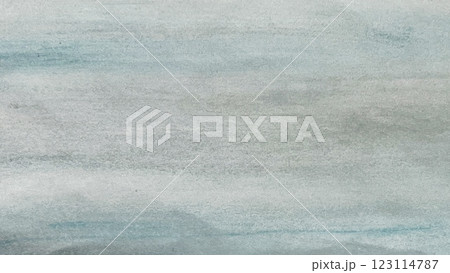 水彩で描いたニュアンスのある背景、グレイッシュブルーのグラデーションの背景イラスト、手描き水彩の背景 123114787