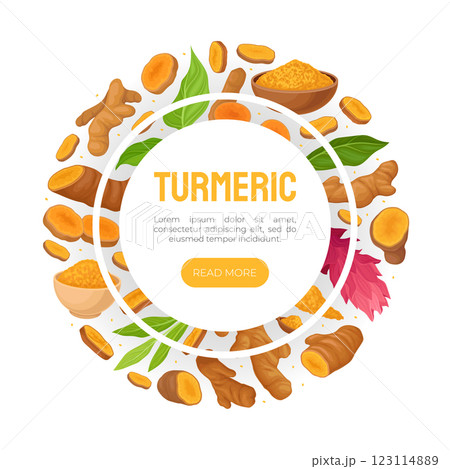 Turmeric Root Nature Spice and Plant Banner Design Vector Template 123114889