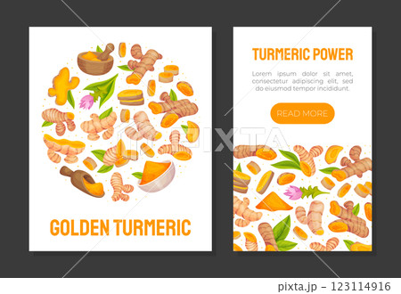 Turmeric Root Nature Spice and Plant Banner Design Vector Template Turmeric Root Nature Spice and Plant Banner Design Vector Template 123114916