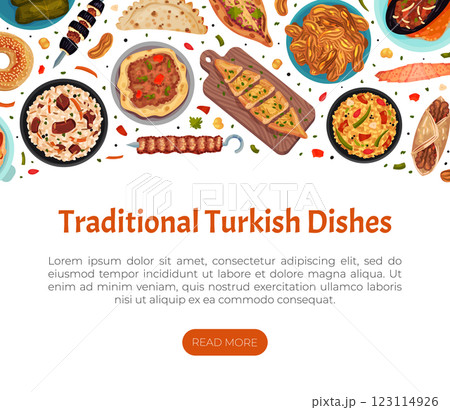 Turkish Food and Dish Banner Design Vector Template Turkish Food and Dish Banner Design Vector Template 123114926