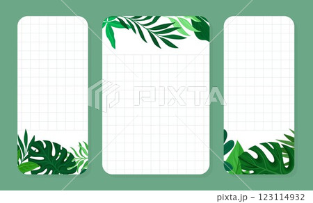 Green Tropical Leaf Frame Card Design Vector Template Green Tropical Leaf Frame Card Design Vector Template 123114932