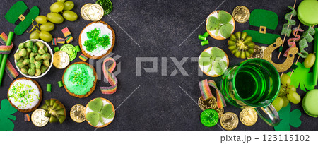 St. Patricks Day party food, green beer and shamrock 123115102