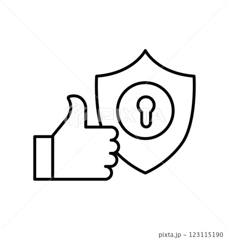 Safety online icon. User Authentication line icon. linear style sign for mobile concept and web design. User thumb up with a lock outline vector icon. Symbol, logo illustration. Vector graphics Safety online icon. User Authentication line icon. linear style sign for mobile concept and web design. User thumb up with a lock outline vector icon. Symbol, logo illustration. Vector graphics 123115190
