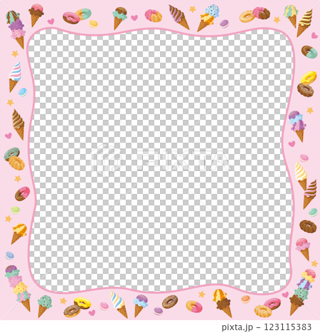 可愛いスイーツの四角いフレーム枠のベクターイラスト 可愛いスイーツの四角いフレーム枠のベクターイラスト 123115383