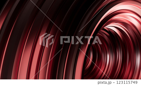 Abstract metal spirals, 3D render, smooth reflective surfaces, dark background 123115749