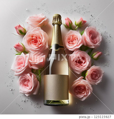 Elegant Champagne and Pink Roses Arrangement 123115927