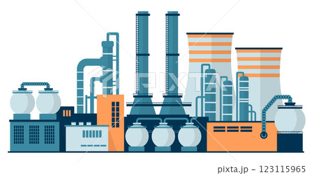 Power generation industry. Industrial factory and plant buildings isolated on white background Power generation industry. Industrial factory and plant buildings isolated on white background 123115965