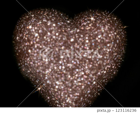 Glittering heart shape abstract with sparkling bokeh lights and a dark background 123116236