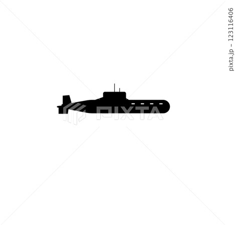 Nuclear Army Submarine, Deep Bathyscaphe Solid Flat Vector Icon Isolated on White Background 123116406