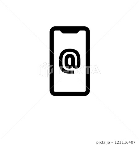 Unread Email Notification. Smartphone Message Solid Flat Vector Icon Isolated on White Background 123116407