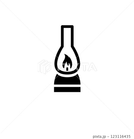 Oil Lamp, Camping Kerosene Gas Lantern Solid Flat Vector Icon Isolated on White Background 123116435