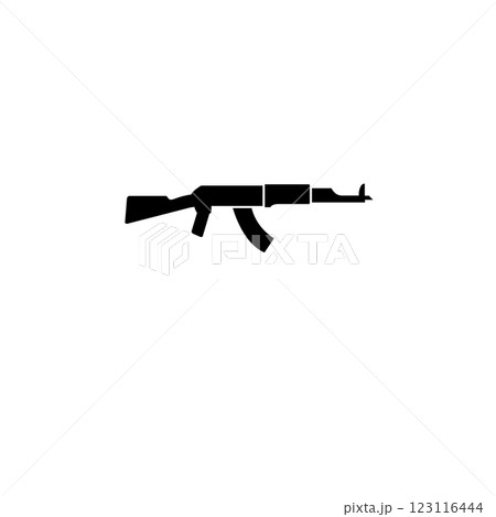 Submachine Gun, Police and Army Weapon Solid Flat Vector Icon Isolated on White Background Submachine Gun, Police and Army Weapon Solid Flat Vector Icon Isolated on White Background 123116444
