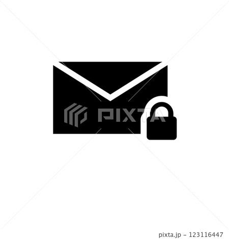 Secure Letter Lock, Protection Mail Solid Flat Vector Icon Isolated on White Background Secure Letter Lock, Protection Mail Solid Flat Vector Icon Isolated on White Background 123116447