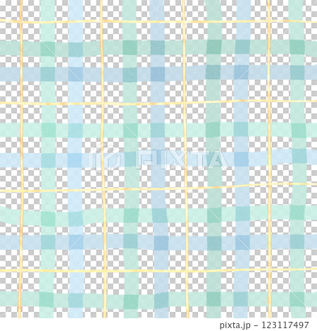 Gold Green Blue Plaid Hand Drawn Background Pattern Overlay 123117497