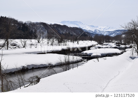 雪溶け風景 山形県庄内 雪溶け風景 山形県庄内 123117520