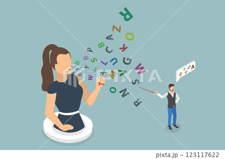 3D Isometric Flat Vector Illustration of Speech Therapy, A Holistic Approach To Learning And Development 3D Isometric Flat Vector Illustration of Speech Therapy, A Holistic Approach To Learning And Development 123117622