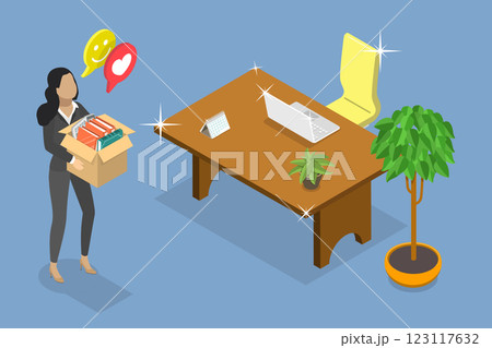 3D Isometric Flat Vector Illustration of New Job, Onboarding Fresh Staff 123117632