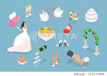 3D Isometric Flat Vector Illustration of Elegance And Luxury, Royal Diadem 123117669