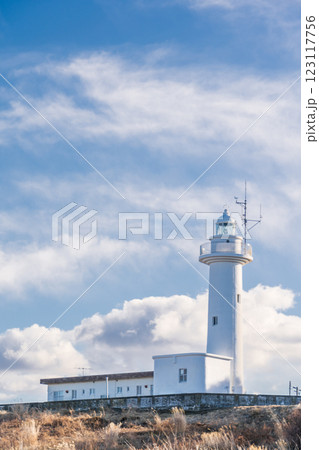 「青森県」種差海岸に佇む美しい白亜の鮫角灯台 八戸市 「青森県」種差海岸に佇む美しい白亜の鮫角灯台 八戸市 123117756