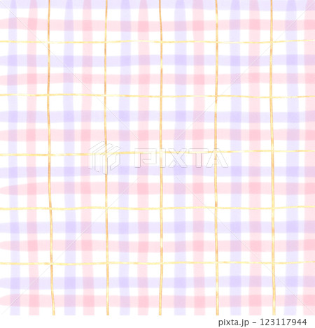 Gold Purple Pink Plaid Hand Drawn Background Pattern Overlay 123117944