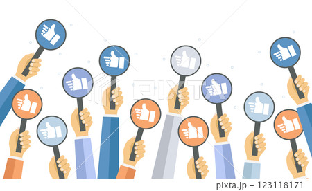 Business compliment concept. Thumbs up hands. Flat vector illustration Business compliment concept. Thumbs up hands. Flat vector illustration 123118171