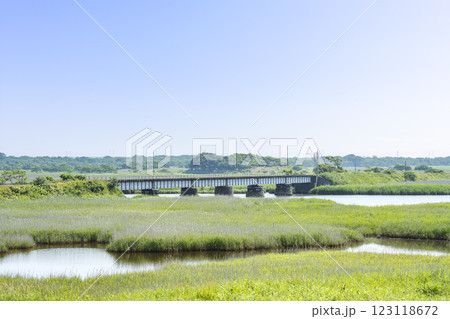 勇払原野、勇払川橋梁 苫小牧市 勇払原野、勇払川橋梁 苫小牧市 123118672