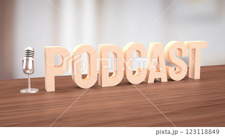 Microphone for  podcast or Radio live concept 3d Rendering. 123118849