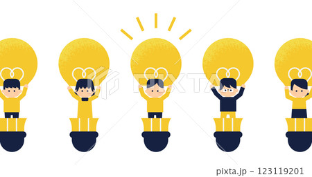協力してアイデアを生み出すイラスト | チームワークと力創造の発想 協力してアイデアを生み出すイラスト | チームワークと力創造の発想 123119201