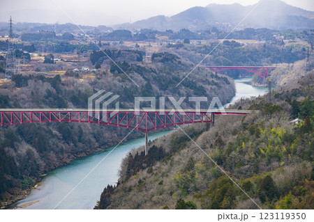 岐阜県中津川市 冬の苗木城 岐阜県中津川市 冬の苗木城 123119350