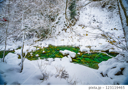 長野県南木曽町 冬の柿其渓谷の景色 長野県南木曽町 冬の柿其渓谷の景色 123119465