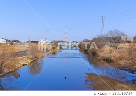 千葉県柏市大津川沿いの風景2025年2月 123119714