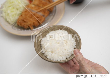 豚カツ定食箸上げ 豚カツ定食箸上げ 123119838